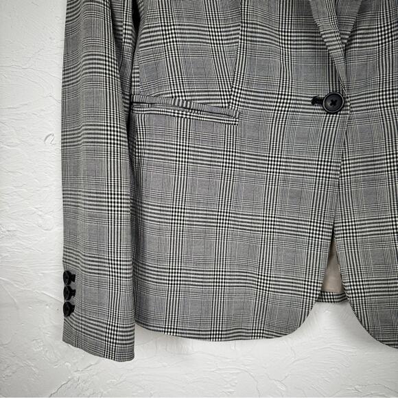 Banana Republic Black Plaid Classic Blazer Jacket Womens 4 Preppy Academia Work - Picture 3 of 8